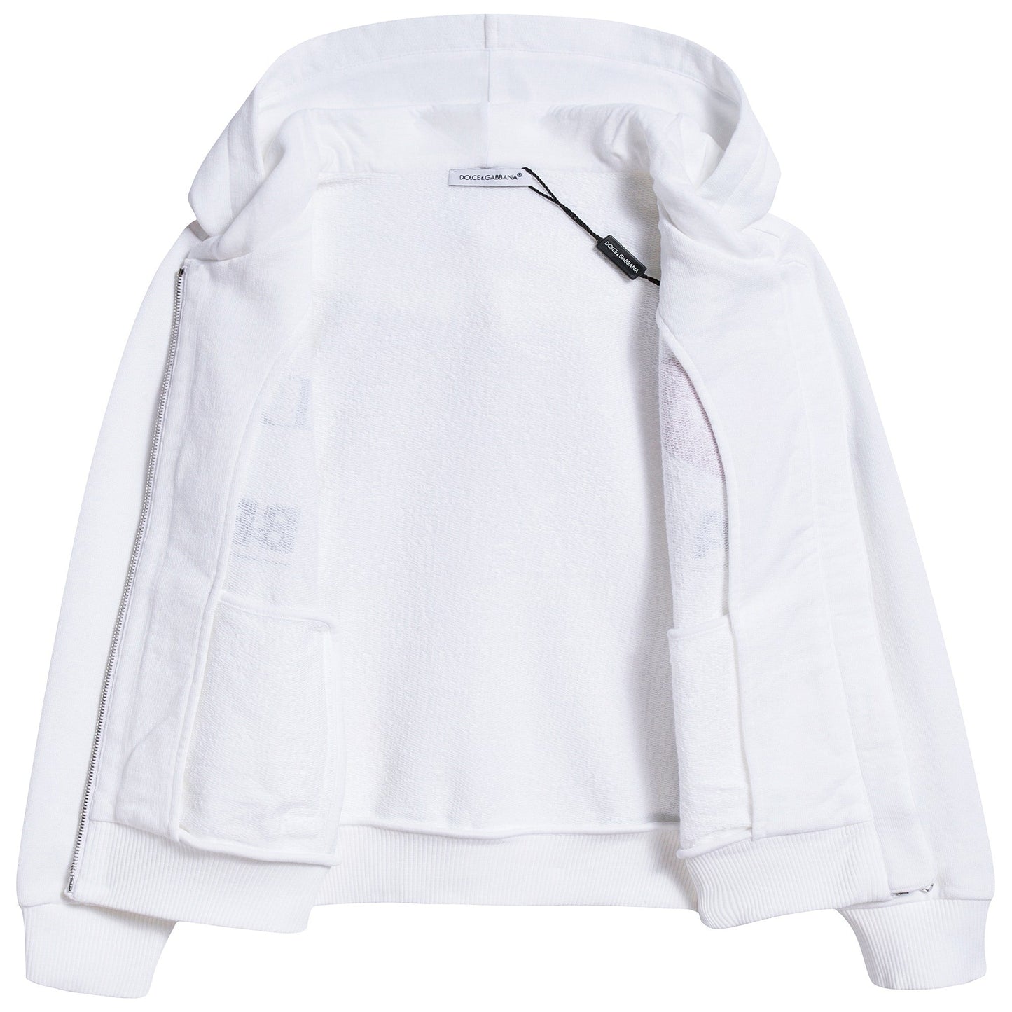 Girls White Love Cotton Zip-up Top