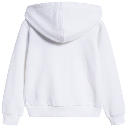 Girls White Love Cotton Zip-up Top