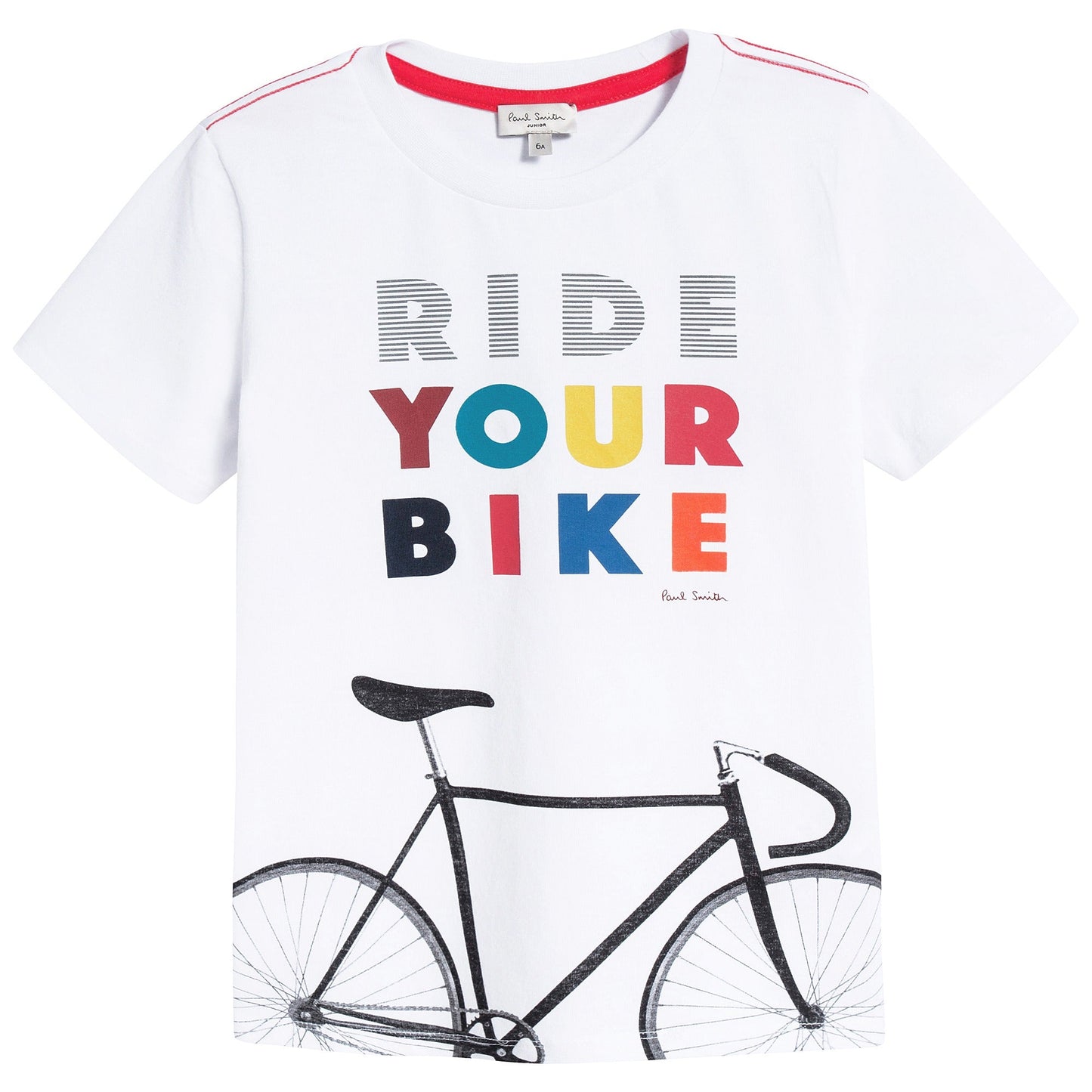 Boys White Printed Cotton T-shirt
