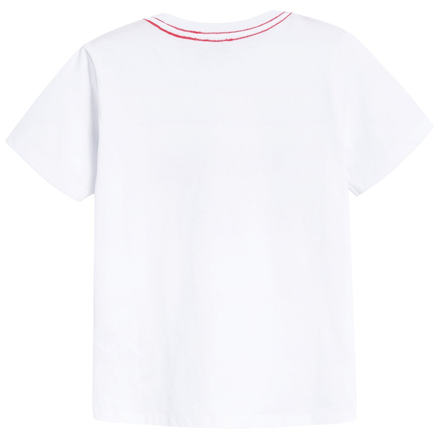 Boys White Printed Cotton T-shirt