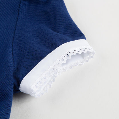 Girls Blue Cotton Piqué Dress