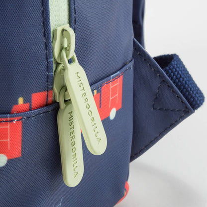 Girls Dark Blue Firetruck Printed Backpack（24 x 11 x 34 cm）
