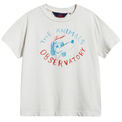 Girls  Raw  White  Dog  Cotton  T-shirt
