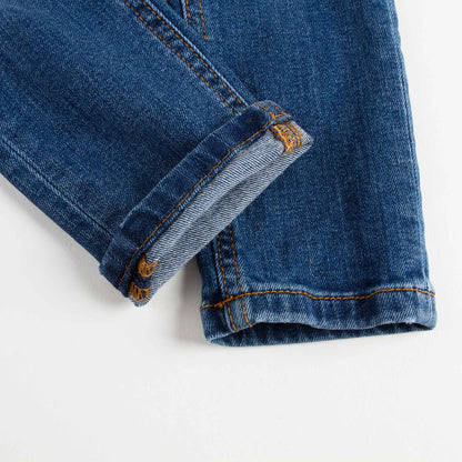 Girls Blue Denim Embroidered Pocket Jeans