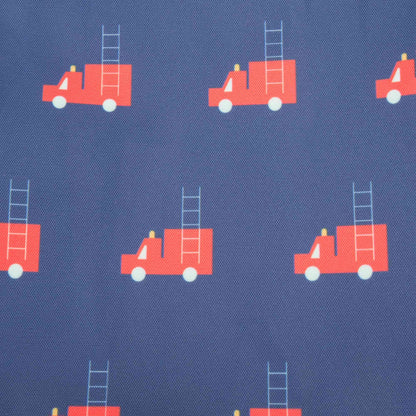 Girls Dark Blue Firetruck Printed Backpack（24 x 11 x 34 cm）