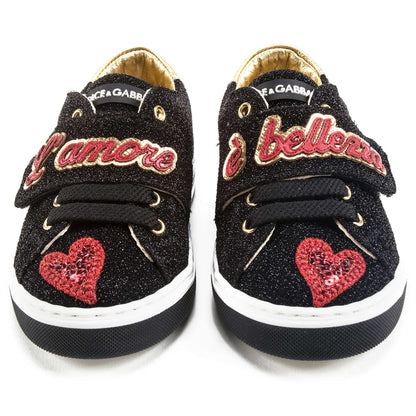 Girls Black Love Shoes