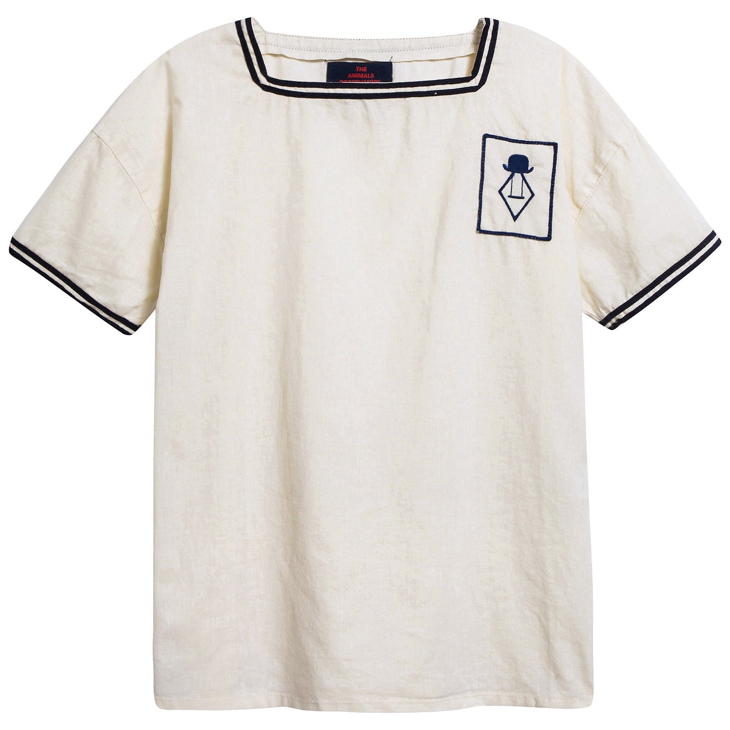 Girls Raw White Blue Logo Cotton T-shirt