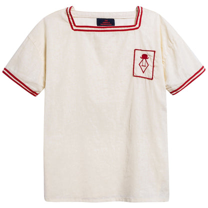 Girls Raw White Red Logo Cotton T-shirt
