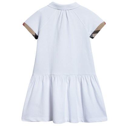 Girls White Cotton Polo Dress