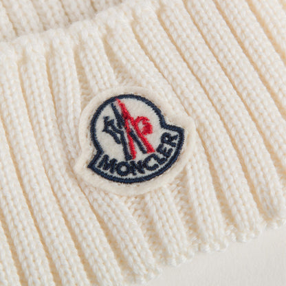 Boys & Girls Ivory Knitted Hat With Fur Pom-Pom Trim