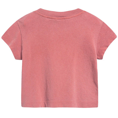 Baby Girls Red Peach Cotton T-shirt