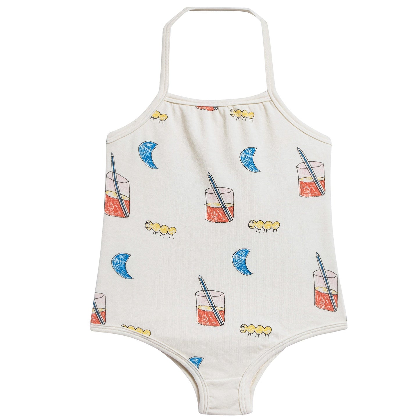Girls Raw White Glasses Cotton Swimsuit