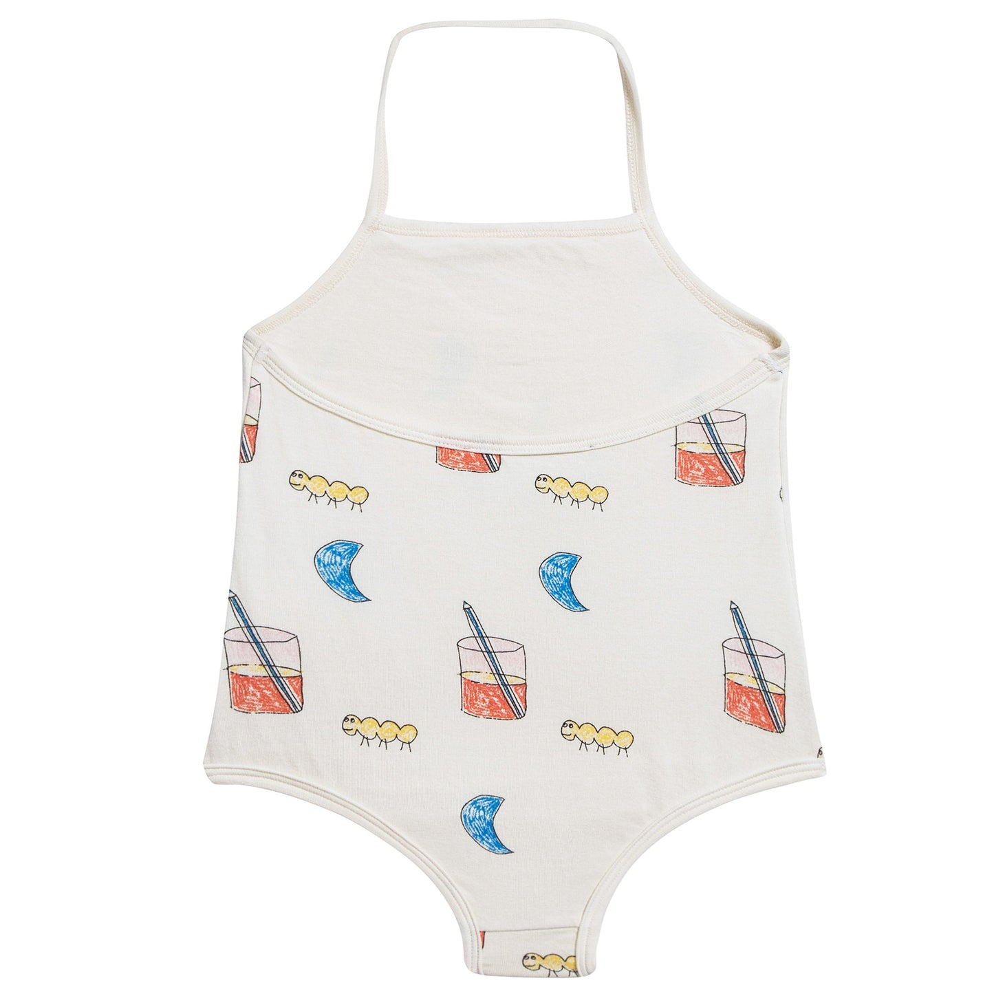 Girls Raw White Glasses Cotton Swimsuit