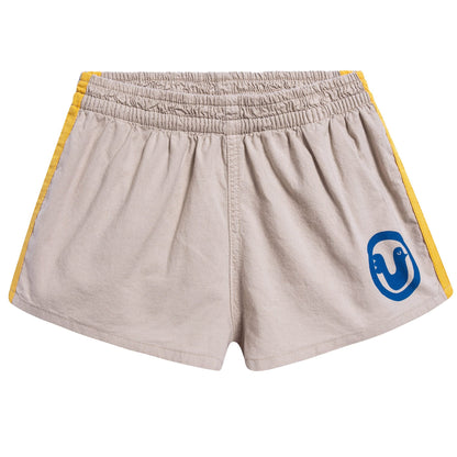 Girls & Boys Beige Bird Cotton Shorts