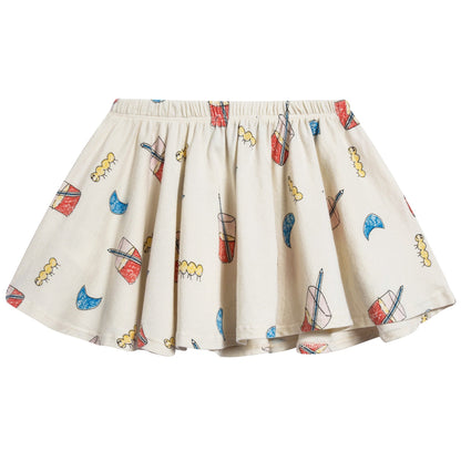 Girls Raw White Glasses Cotton Skirt