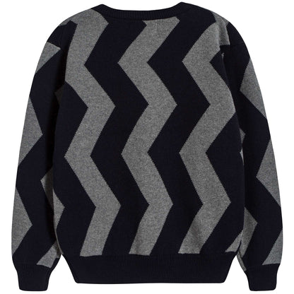 Boys & Girls Grey Striped Cotton Cardigan