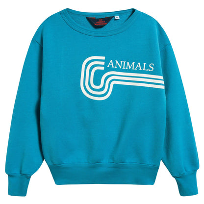 Girls Blue Animals Cotton Swertshirt