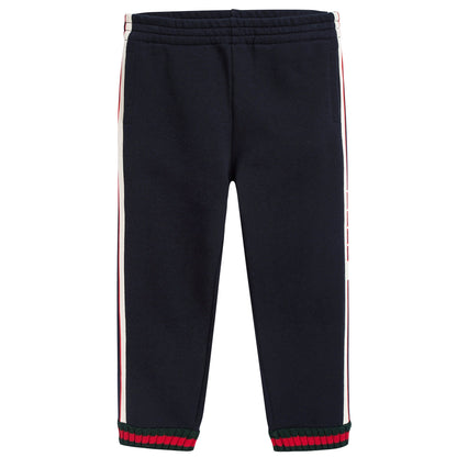 Boys Navy Blue Cotton Joggers