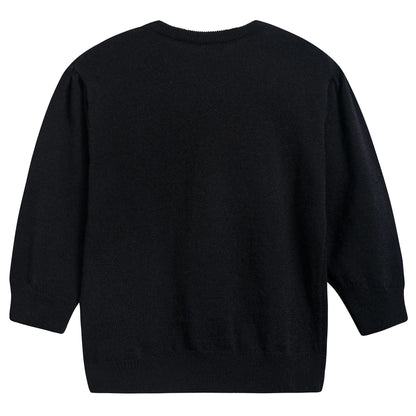 Girls Black  "Love"  Printed  Wool  Sweater