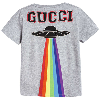Boys Light Grey Cotton T-shirt