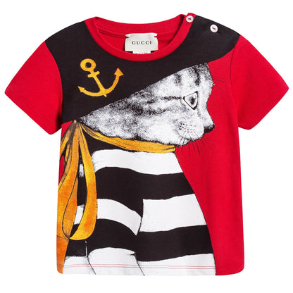 Baby Girls Red Cat T-shirt