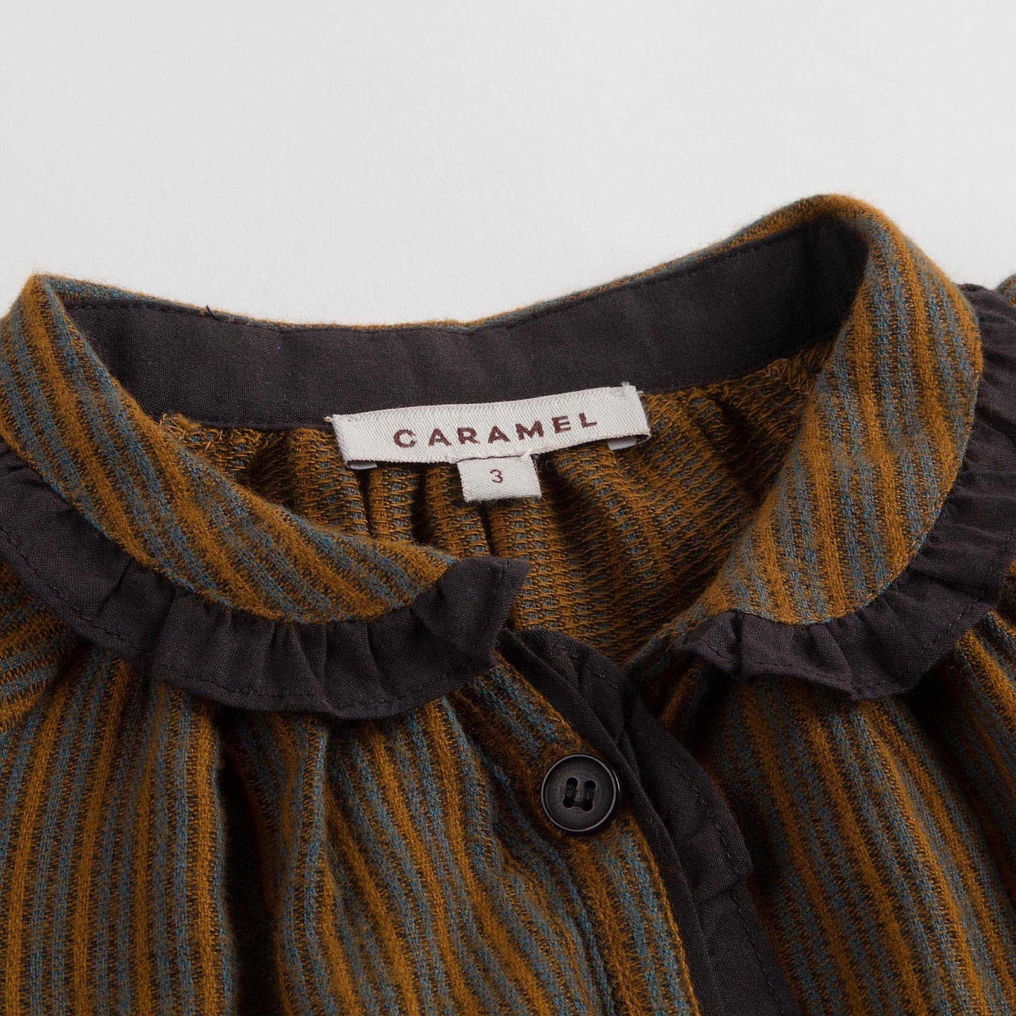 Girls Beige Mustard Striped Cotton Woven Dress