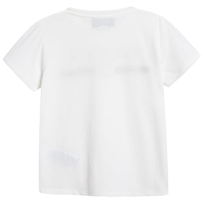 Girls White Logo Cotton T-shirt