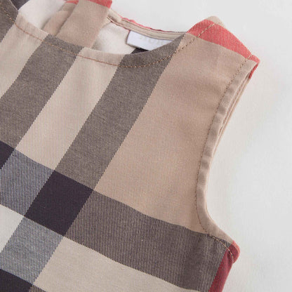Baby Girls Beige New Classic Check Cotton Dress
