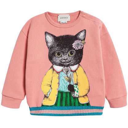 Baby Girls Rosa Antico Cat Sweatshirt