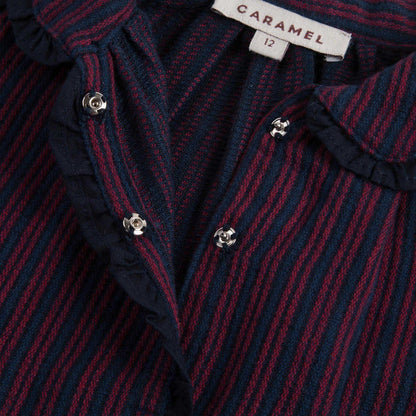 Baby Girls Purple Rayol Striped Cotton Woven Dress