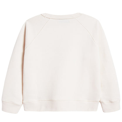 Girls White Logo Cotton Sweatshirt