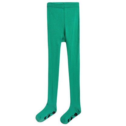 Girls Green Panda Printed Tights