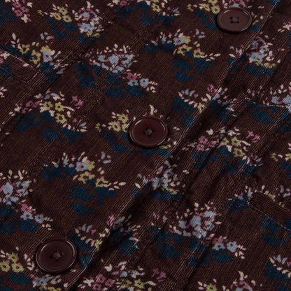 Girls Wine Red Velvet Flower printed Cotton Jacket