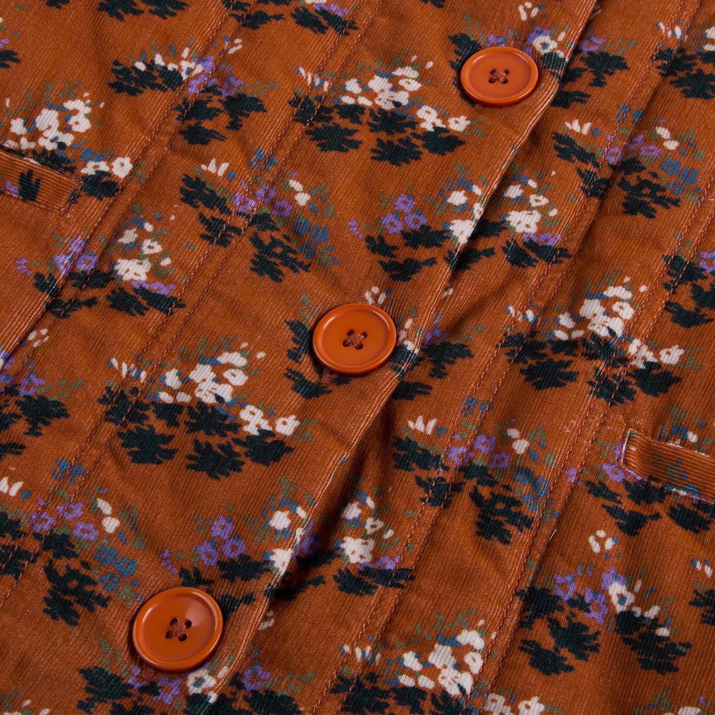 Girls Brown Velvet Flower printed Cotton Jacket