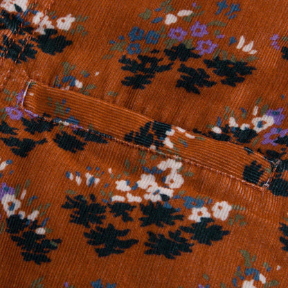 Girls Brown Velvet Flower printed Cotton Jacket
