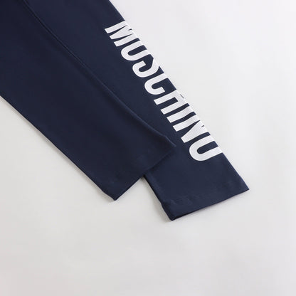 女童藏青色Logo棉打底裤