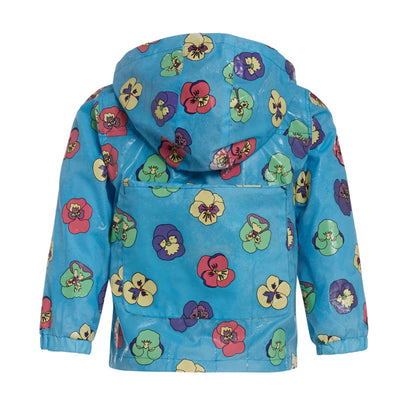 Blue pansy Packaway Raincoat