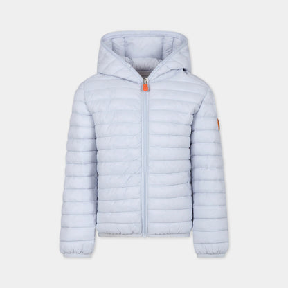 儿童灰蓝色连帽棉服