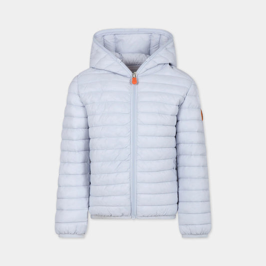 儿童灰蓝色连帽棉服