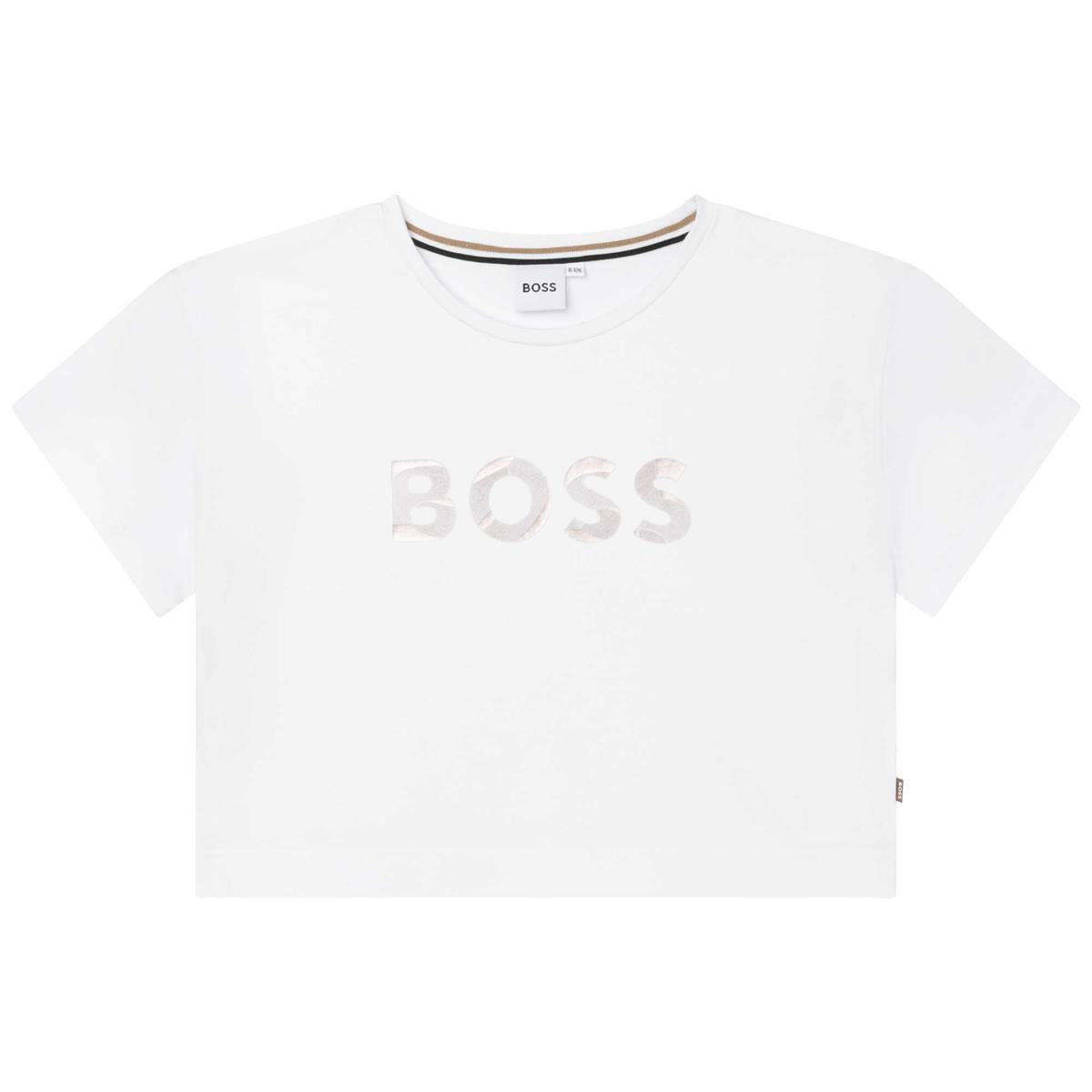 女童白色Logo棉T恤