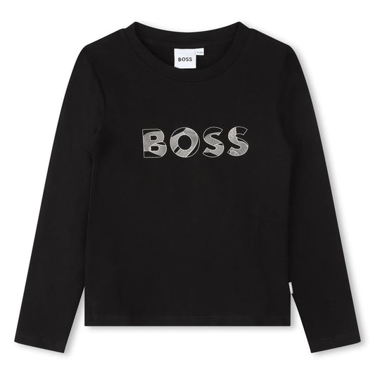 女童黑色Logo棉T恤