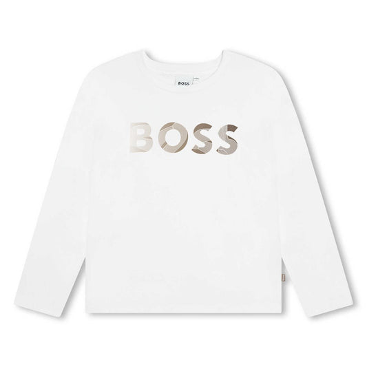 女童白色Logo棉T恤