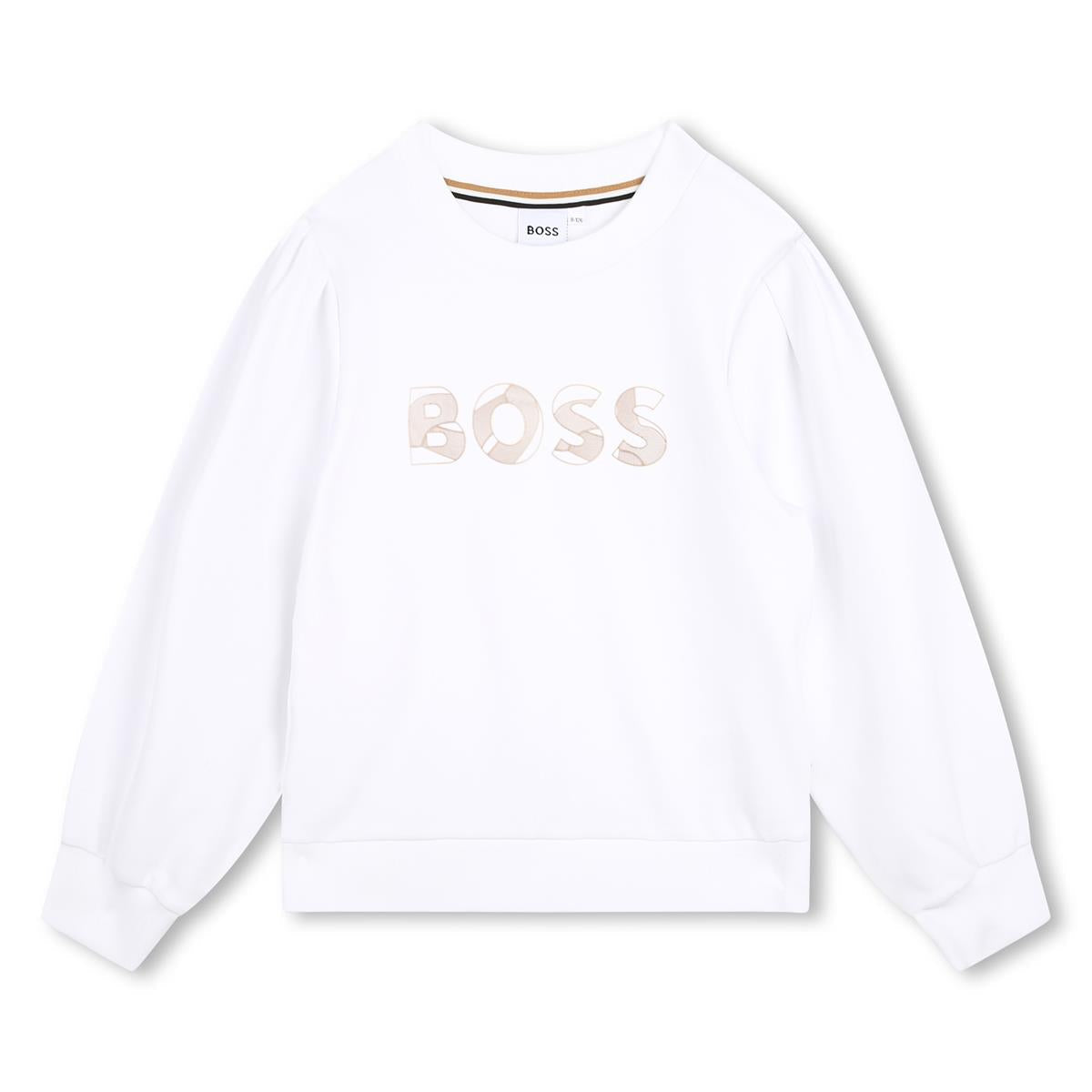 女童白色Logo棉卫衣