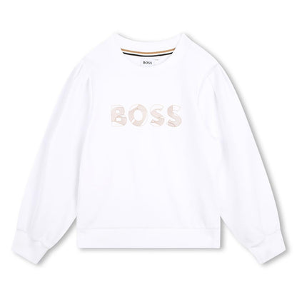 女童白色Logo棉卫衣