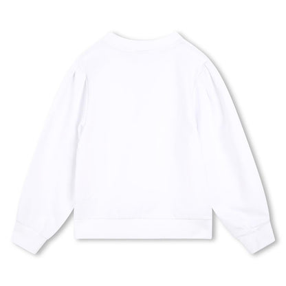 女童白色Logo棉卫衣