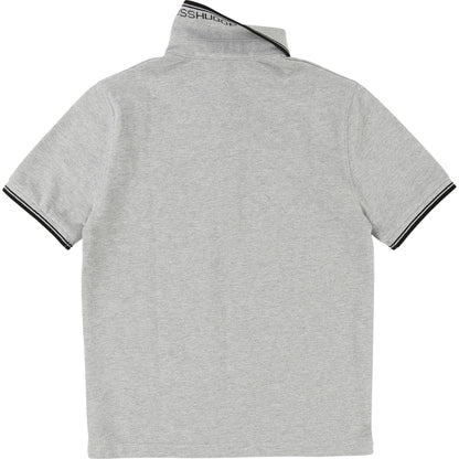 Boys Grey Chine Cotton Polo Shirt