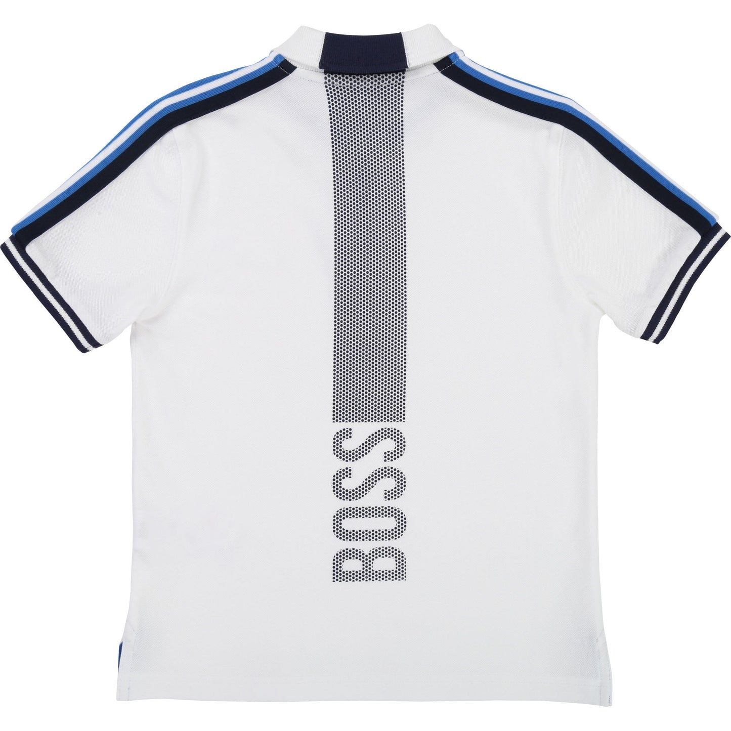 Boys White & Black Cotton Polo Shirt