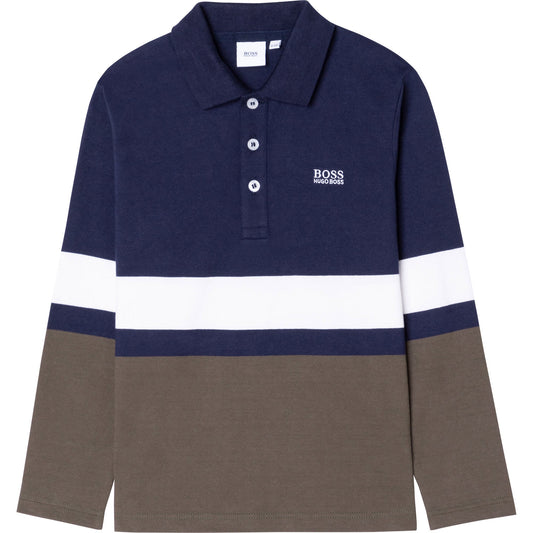男童蓝色Logo棉Polo衬衫