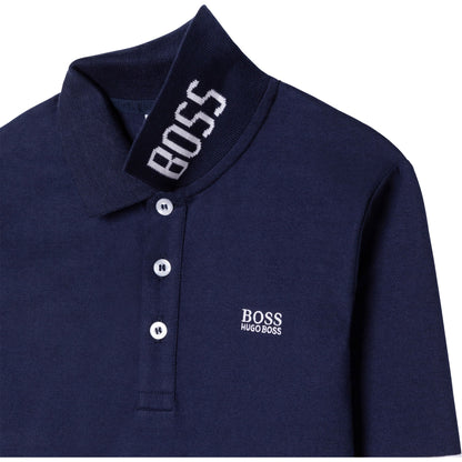 男童蓝色Logo棉Polo衬衫