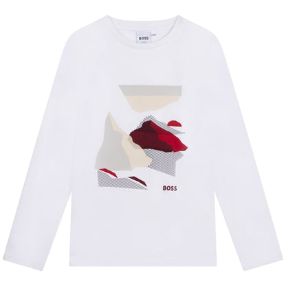 男童白色印花棉T恤